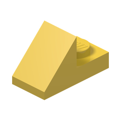 ROOF TILE 1X2 45° W 1/3 PLATE · Bright Yellow (réf. BrickLink Yellow)