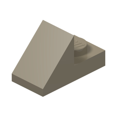 ROOF TILE 1X2 45° W 1/3 PLATE · Sand Yellow (réf. BrickLink Dark Tan)