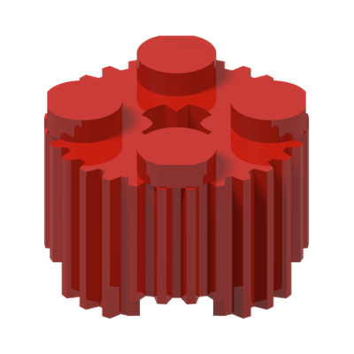 PROFILE BRICK Ø15.83 W. CROSS · LEGO 4650646 (réf. BrickLink 92947) · Bright Red (réf. BrickLink Red)