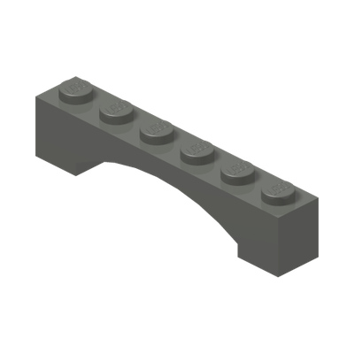 BRICK 1X6 W/INSIDE BOW · Dark Stone Grey (réf. BrickLink Dark Bluish Gray)