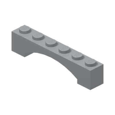 BRICK 1X6 W/INSIDE BOW · Medium Stone Grey (réf. BrickLink Light Bluish Gray)