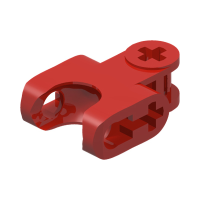Technic, Axle Connector 2 x 3 with Ball Joint Socket - Closed Sides, Straight Forks with Open Axle Holes · Réf. BrickLink 93571 · Couleur BrickLink : Red