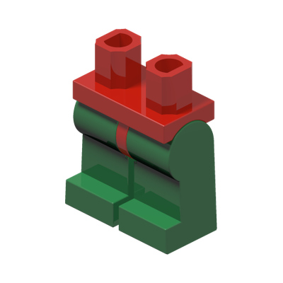 Hips and Green Legs · LEGO 6029173 (réf. BrickLink 970c06) · Couleur BrickLink : Red