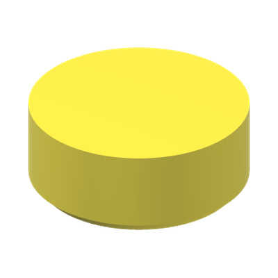 FLAT TILE 1X1, ROUND · Cool Yellow (réf. BrickLink Bright Light Yellow)