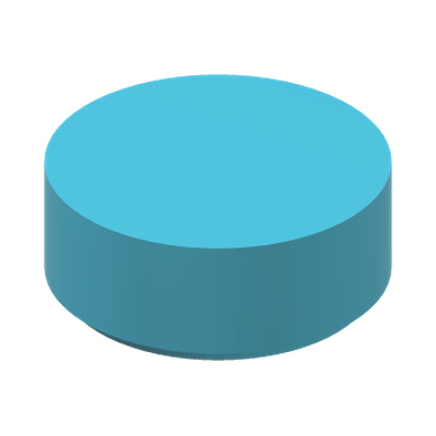 FLAT TILE 1X1, ROUND · Medium Azur (réf. BrickLink Medium Azure)
