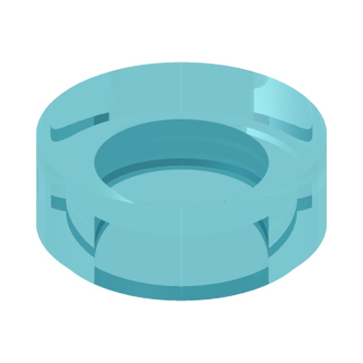 FLAT TILE 1X1, ROUND · Tr. Light Blue W/ Opalescence (réf. BrickLink Satin Trans-Light Blue)