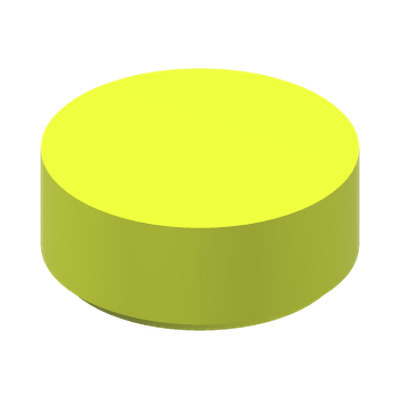 FLAT TILE 1X1, ROUND · Vibrant Yellow (réf. BrickLink Neon Yellow)