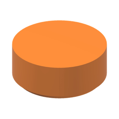 FLAT TILE 1X1, ROUND · Bright Orange (réf. BrickLink Orange)