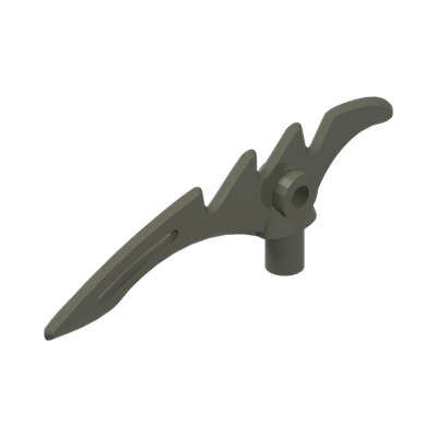 Minifigure, Weapon Crescent Blade, Serrated with Bar · LEGO 6116900 (réf. BrickLink 98141) · Couleur BrickLink : Pearl Dark Gray