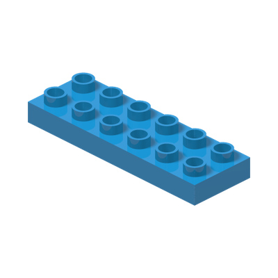 Duplo, Plate 2 x 6 · Dark Azur (réf. BrickLink Dark Azure)