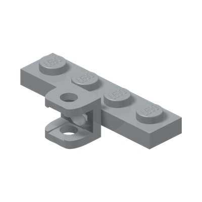 PLATE 1X4 W. BALL SOCKET · LEGO 6273218 (réf. BrickLink 98263) · Medium Stone Grey (réf. BrickLink Light Bluish Gray)