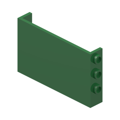 Panel 1 x 6 x 3 with Studs on Sides · LEGO 6251117 (réf. BrickLink 98280) · Dark Green (réf. BrickLink Green)