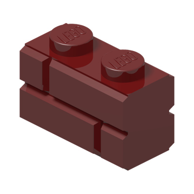 Profile brick 1x2 single gro. · New Dark Red (réf. BrickLink Dark Red)