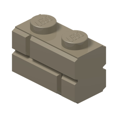 Profile brick 1x2 single gro. · Sand Yellow (réf. BrickLink Dark Tan)