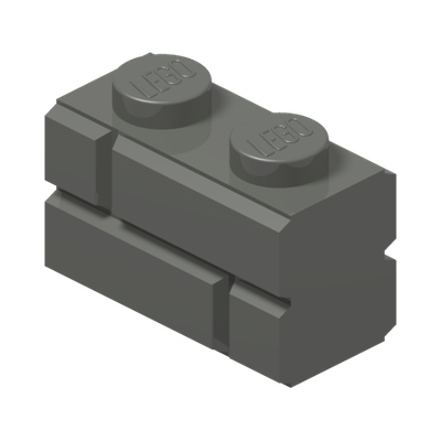 Profile brick 1x2 single gro. · Dark Stone Grey (réf. BrickLink Dark Bluish Gray)