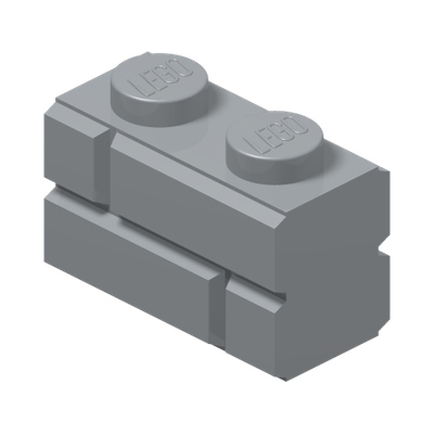 Profile brick 1x2 single gro. · Medium Stone Grey (réf. BrickLink Light Bluish Gray)