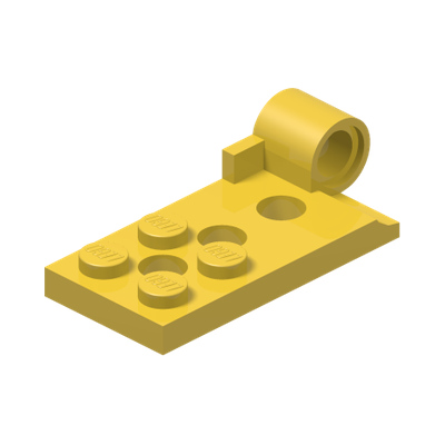Hinge Plate 2 x 4 with Pin Hole and 3 Holes - Bottom · LEGO 6003941 (réf. BrickLink 98285) · Couleur BrickLink : Yellow