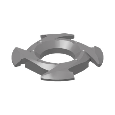 Ring 4 x 4 with 2 x 2 Hole and 4 Arrow Ends (Ninjago Spinner Crown) · LEGO 6058342 (réf. BrickLink 98341) · Couleur BrickLink : Flat Silver