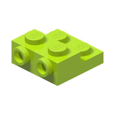 PLATE 2X2X2/3 W. 2. HOR. KNOB · Bright Yellowish Green (réf. BrickLink Lime)