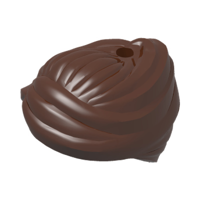 Minifigure, Hair Female Swept Back into Bun, Hole on Top · LEGO 6403064 (réf. BrickLink 99240) · Couleur BrickLink : Reddish Brown