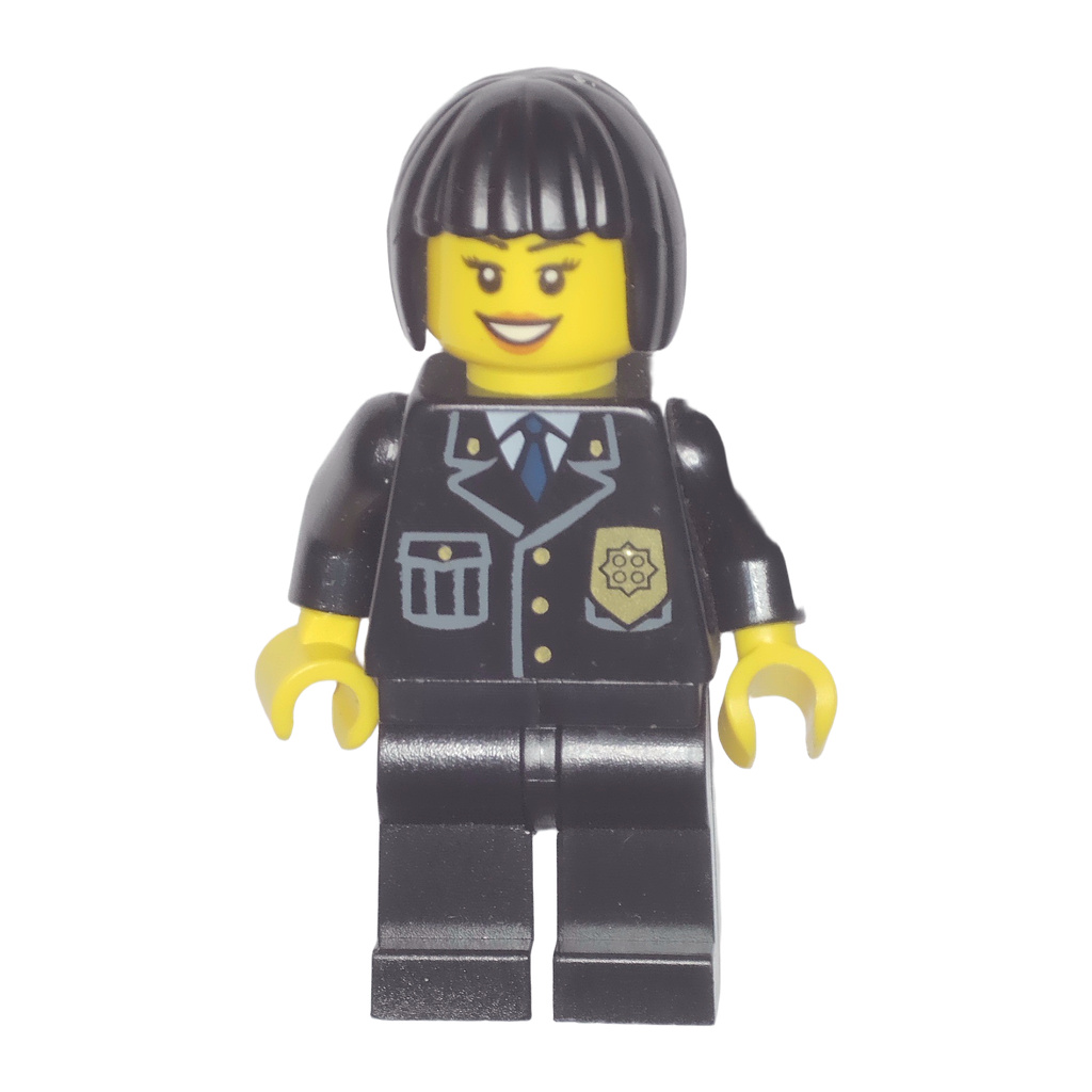 Police - City Suit with Blue Tie and Badge, Black Legs, Black Bob Cut Hair · cty0211