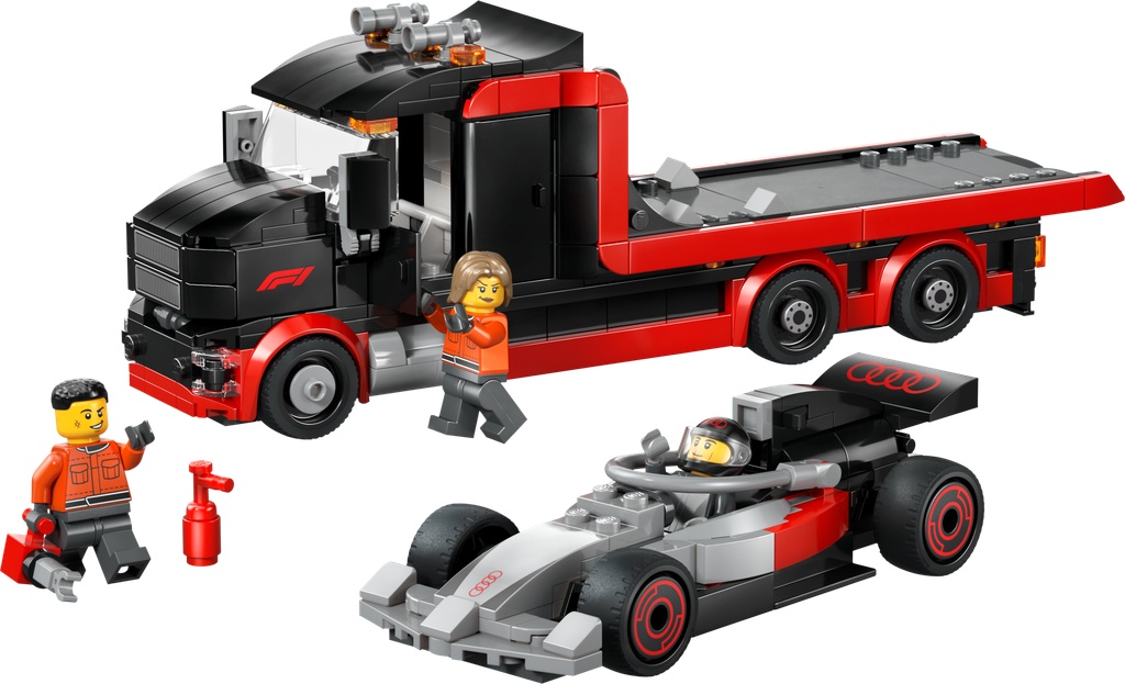 Camion de F1® avec voiture de course de F1® Audi
