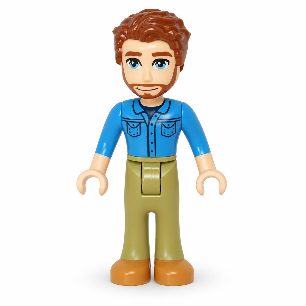 Friends Jonathan - Dark Azure Shirt, Olive Green Trousers, Medium Nougat Shoes, Reddish Brown Hair · frnd0706