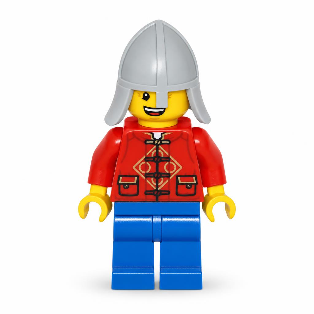 Participant au défilé du Nouvel An lunaire - Homme, chemise Tang rouge, jambes bleues, casque de garde du château avec protège-cou · hol322