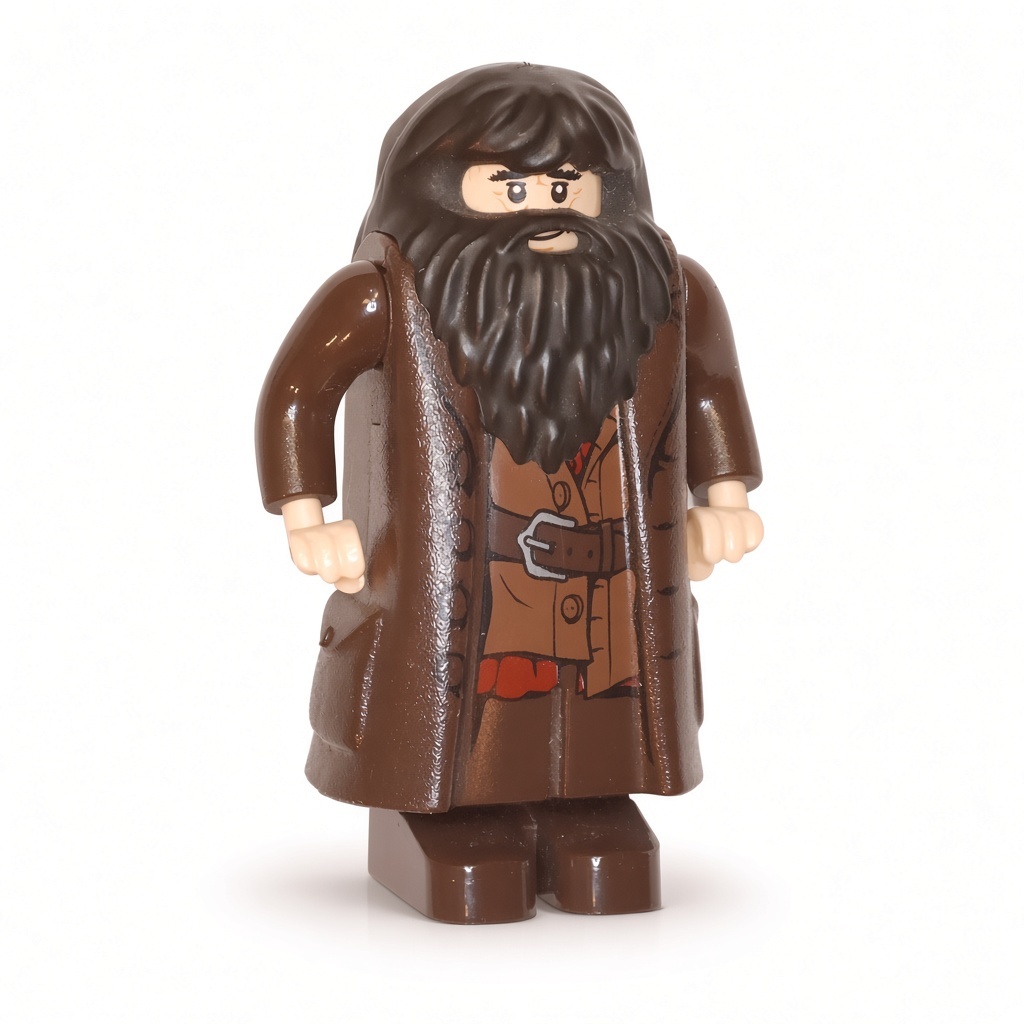 Rubeus Hagrid - Dark Brown Topcoat with Buttons (Light Nougat Version with Movable Hands) · hp111