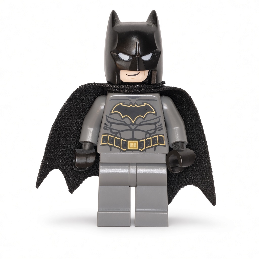 Batman - Dark Bluish Gray Suit with Gold Outline Belt and Crest, Mask and Cape (Type 3 Cowl, Teardrop Neck Cut Spongy Cape) · sh0589
