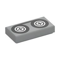 FLAT TILE 1X2, VIDEO TAPE · LEGO 4654046 (réf. BrickLink 3069p02) · Medium Stone Grey (réf. BrickLink Light Bluish Gray)
