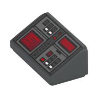 ROOF TILE 1X2X2/3, ABS NO. 6 · LEGO 6152814 (réf. BrickLink 85984pb127) · Dark Stone Grey (réf. BrickLink Dark Bluish Gray)