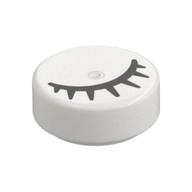 FLAT TILE 1X1, ROUND NO. 26 · LEGO 6284604 (réf. BrickLink 98138pb028) · White (réf. BrickLink White)