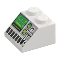 ROOF TILE 2X2, 45 DEG., NO. 28 · LEGO 6329582 (réf. BrickLink 3039pb143) · White (réf. BrickLink White)