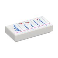 FLAT TILE 1X2, NO. 304 · LEGO 6329599 (réf. BrickLink 3069pb0990) · White (réf. BrickLink White)