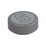 FLAT TILE 1X1, ROUND, NO. 149 · LEGO 6329604 (réf. BrickLink 98138pb174) · Silver Metallic (réf. BrickLink Flat Silver)