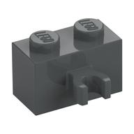 BRICK 1X2 W. HORIZONTAL HOLDER · Dark Stone Grey (réf. BrickLink Dark Bluish Gray)