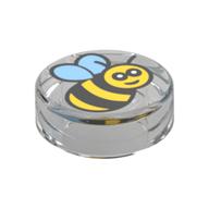 FLAT TILE 1X1, ROUND, NO. 164 · LEGO 6350656 (réf. BrickLink 98138pb186) · Transparent (réf. BrickLink Trans-Clear)