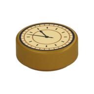 FLAT TILE 1X1, ROUND, NO. 185 · LEGO 6372427 (réf. BrickLink 98138pb259) · Warm Gold (réf. BrickLink Pearl Gold)