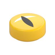 FLAT TILE 1X1, ROUND, NO. 240 · LEGO 6434207 (réf. BrickLink 98138pb385) · Bright Yellow (réf. BrickLink Yellow)