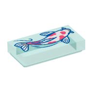 FLAT TILE 1X2, NO. 386 · LEGO 6523625 (réf. BrickLink 3069pb1167) · Tr. Light Blue (réf. BrickLink Trans-Light Blue)